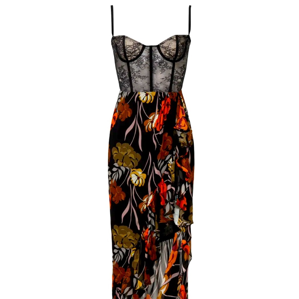 Katie May | 70s Floral Lace Corset Bustier Ruffle Midi size S _ NWT - 🌺